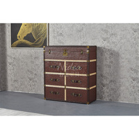 Coffre de rangement vintage en cuir véritable marron, table d'appoint, coffre, meuble de rangement industriel, style aviateur