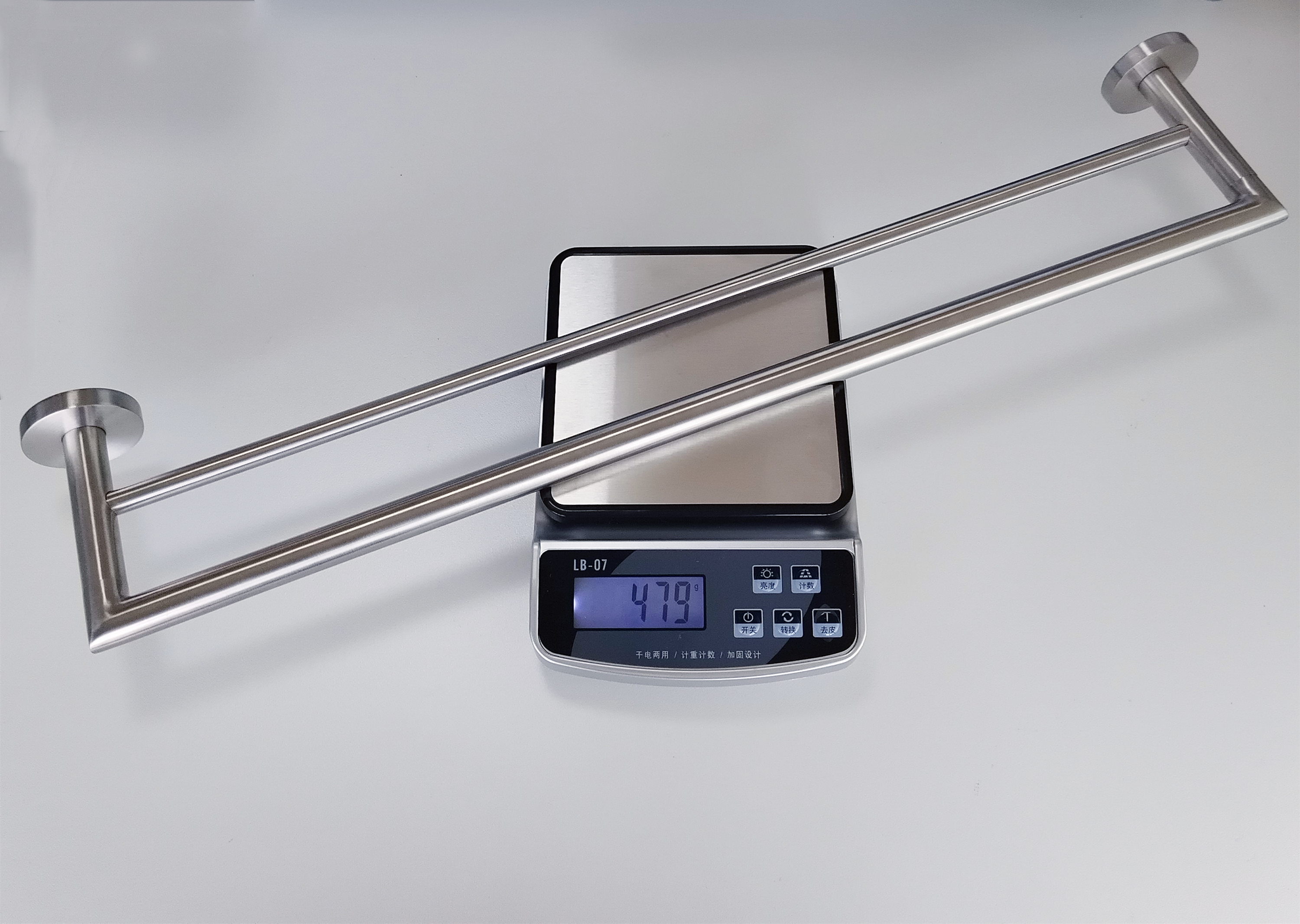 SUS304 Stainless Steel Chrome Double Towel Rail Towel Holder Set Satin Polished