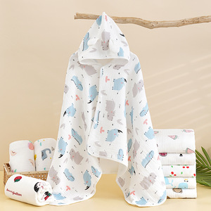 Serviette à capuche pour bébé en mousseline de coton 100% premium, enveloppe de bain pour nouveau-né, douce et absorbante, <span class=keywords><strong>poncho</strong></span> à capuche pour bébé, cadeau de naissance - Product Image 1