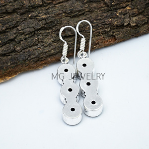 Boucles d'oreilles naturelles faites à la main améthyste impériale pierre précieuse boucle d'oreille Double pierre balancent ethnique boucle d'oreille 925 argent plaqué bijoux MGLOT - Product Image 2