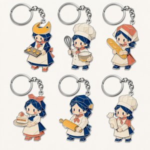 Porte-clés personnalisé en émail dur 3D géométrique Lune, en alliage de zinc de qualité supérieure, souvenir de personnage d'anime pour cadeau et collection de boulangerie - Product Image 6