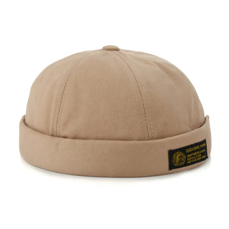 Topi musim dingin tanpa Visor topi pelaut nelayan Docker Leon topi katun tenun Label sesuai pesanan topi tanpa tepi Logo kustom untuk pria