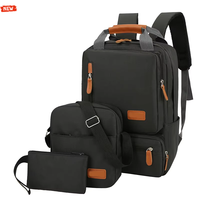 Sac à dos décontracté unisexe trois pièces de couleur unie avec fermeture éclair antivol pour le ski, les voyages et les activités de plein air