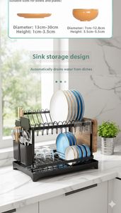 Custom Size Kitchen on Sink <b>Standing</b> Metal Drying Washing Basin Rack <b>Dish</b> Drainer Organizer Jiangmen for Kitchen With Drainboard - Product Image 2