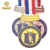 Médailles Académiques Personnalisées Sojagy Philippines en Métal avec Logos Gravés en 3D Bilingues Anglais-Philippin pour Remises de Diplômes et Compétitions