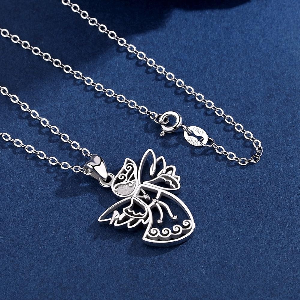 Mode 925 sterling gardien argenté mini petit ange aile charme pendentif