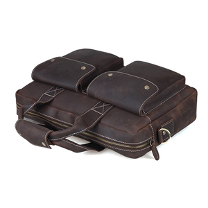 Estilo Vintage hombres bolsos <span class=keywords><strong>de</strong></span> cuero <span class=keywords><strong>abogado</strong></span> maletín 14 pulgadas portátil bolso - Product Image 5