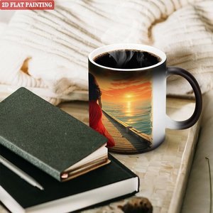 Frosted Blank DIY Craft Mug 11oz Black <b>Ceramic</b> Heat Sensitive Daily Home <b>Cup</b> - Product Image 3