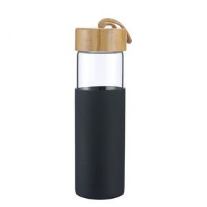 Factory 550Ml Bamboo Lid Glass Water <b>Bottle</b> Silicone Sleeve With Custom Logo - Product Image 6