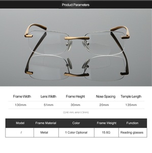 Kính mắt khung nhựa trắng 2022 dành cho nữ, khung nhôm magie vàng nhạt kép, kính đọ<span class=keywords><strong>c</strong></span> sách không gọng dành cho nam - Product Image 2