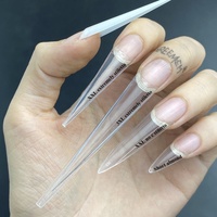 Faux ongles ABS 600 pièces/sac, transparents, pointus, 2-en-1, faciles à poser, style cercueil/ballerine, nouveau style français, longs XXL, pointes d'ongles stiletto