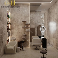 Idées de décoration modernes pour salon de beauté, mobilier de salon de coiffure de luxe sur mesure, table de manucure en bois pour salon de beauté