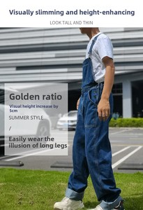 <span class=keywords><strong>Salopette</strong></span> en jean rétro américaine en coton pour hommes et femmes, <span class=keywords><strong>grande</strong></span> <span class=keywords><strong>taille</strong></span>, pantalon <span class=keywords><strong>de</strong></span> <span class=keywords><strong>travail</strong></span>, bretelles, coupe ample, streetwear, jean baggy à jambe large et droite - Product Image 3