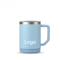 Mug de table isotherme à double paroi en acier inoxydable avec revêtement intérieur en céramique, couvercle à glissière et poignée ergonomique