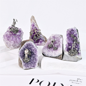 Kindfull bán buôn thạch anh tím trang trí với thợ mỏ pha lê tháp đánh bóng chữa bệnh đá <span class=keywords><strong>geode</strong></span> cho trang trí nội thất - Product Image 2