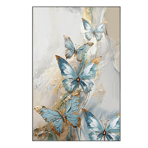 Pintura al óleo de mariposa con textura abstracta de lujo moderno, pared de fondo de <span class=keywords><strong>sofá</strong></span> pintada a mano azul de gama alta <span class=keywords><strong>para</strong></span> pinturas de animales de vestíbulo - Product Image 1