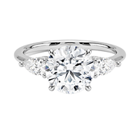 Bague de fiançailles et de mariage minimaliste en or massif 14k 18k avec trois pierres de diamant de laboratoire certifié IGI, clarté VS1