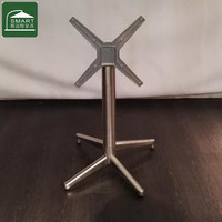 Base de table pliante à quatre pieds en acier inoxydable avec support croisé en aluminium pour café, bistrot, restaurant, utilisation en extérieur et restauration