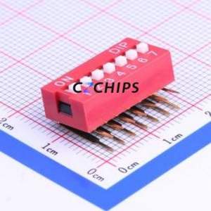 DA-07RP DIP Switch Through hole Component (THT) Switch Flat Toggle, Raised Type Single Pole Single Throw 7 2.54mm - Product Image 1