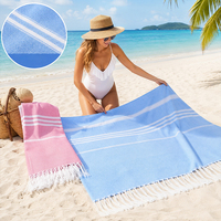 Custom Luxurious Style Premium High Quality Super Breathable Ultra Soft Durable Polyester Cotton Turkish Beach Towel