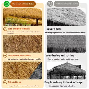 Fabricant chinois de toiture synthétique en chaume artificiel durable, résistant à l'eau, <span class=keywords><strong>avec</strong></span> support robuste en PP, anti-âge, durée de vie de 3 ans, sur mesure - Product Image 5