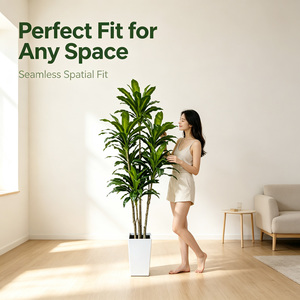 Dracena Artificial de Gran Tamaño, 210 cm, en Maceta Cúbica Blanca Moderna, Árbol de Maíz Artificial Resistente al Agua y Ecológico para Vestíbulo de Hotel - Product Image 2