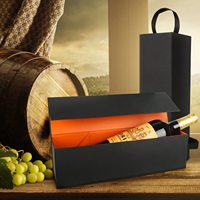 Custom Recycled Luxury Cardboard Magnetic Gift Wine Bottle Paper Box Luxury for Champagne Packaging with Handle Embossed