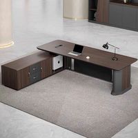 Escritorio de Oficina Ejecutivo Ergonómico, Convertible, Moderno y Minimalista, Color Negro, Combinación para Gerente/Director, Directo de Fábrica