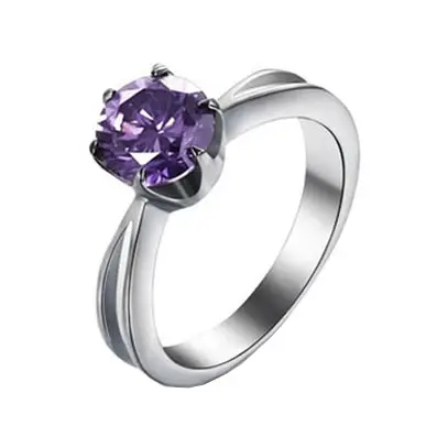 Bague de mode personnalisée couleur argent anneaux de mariage en acier inoxydable cristal pour femmes