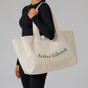 Cotton Tote <b>Bag</b> Reusable Heavy Duty Canvas Shopping <b>Bag</b> with Inner Pocket Large Capacity for Women Travel Picnic Daily Work - Product Image 1