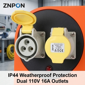 Enrouleur de câble d'alimentation industriel CEE 25/<span class=keywords><strong>50m</strong></span>, double prise 110V 16A, IP44, robuste, pour chantier, avec câble H05VV-F 3*1.5/2.5mm - Product Image 2