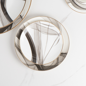Wholesale Gold Rim Bone China <strong>Marble</strong> <strong>Dinnerware</strong> <strong>Sets</strong> Plates for Dinner - Product Image 3