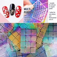 1 SET Autocollants de Nail Art Découpés au Laser, Pochoirs Creux en PET, Décalcomanies de Manucure, 24 Motifs, 96 Formes pour Salon de Manucure et DIY