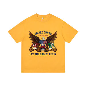 T-Shirt in Cotone Nera con Stampa Grafica Coppa del Mondo 2026 USA Messico Canada Aquila e Calciatori 'Let the Games Begin' per Tifosi Sportivi - Product Image 6