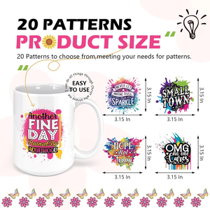 Pegatinas Divertidas Personalizadas con Protección UV DTF, 20 Hojas, Envolturas Coloridas para Vasos con Graffiti, Impresión UV para Vasos de 16-20 oz - Product Image 5