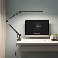 Lampe de bureau LED DC double lumière, moderne et simple, à bras réglable, protection oculaire, flexible, pour études, chambres et bureaux, 4 modes d'éclairage