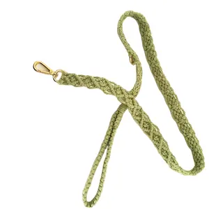 Logo personnalisé laisse de chien en corde souple faite à la main 59 pouces macramé laisse pour animaux de compagnie pour la marche laisse de chat