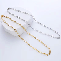 Colliers en acier inoxydable plaqué or 18 carats anti-ternissement, maillons trombone