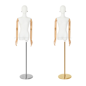 <span class=keywords><strong>Mannequin</strong></span> de forme de robe de <span class=keywords><strong>buste</strong></span> féminin enveloppé de tissu d'affichage de luxe <span class=keywords><strong>avec</strong></span> des <span class=keywords><strong>bras</strong></span> réglables en bois - Product Image 1