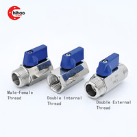 Mini vanne à bille en acier inoxydable 304 haute pression, filetage femelle BSP NPT 1/4 3/8 1/2 pouce pour système de compresseur d'air