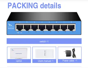 Comutador de rede TP original, distribuidor de mesa de fibra 8 portas, interruptor Ethernet POE de 8 portas, comutador típico de fábrica