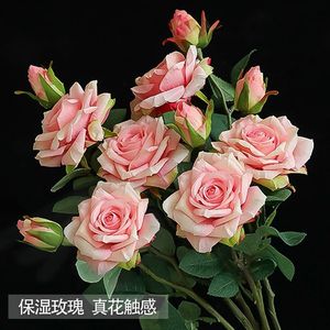 Rosas Artificiales de Dos Cabezas Simuladas, Flores de Seda y Plástico de Alta Simulación para Decoración de Bodas y Hogar - Product Image 5