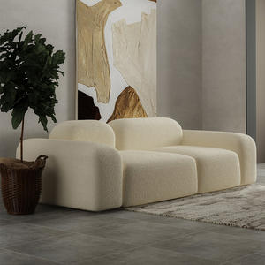 Nordic Minimalist Designer <b>Sofa</b> <b>Cream</b> Fabric Upholstered Semicircular Shape Living Room Furniture - Product Image 3
