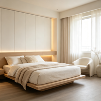 Meuble mural TV et armoire sans poignée, éco-responsable et moderne, pour toute la maison, avec niche encastrée LED, flottant, pour chambre et cuisine