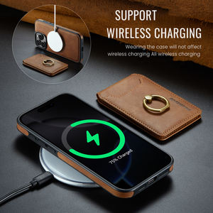 Étui <span class=keywords><strong>de</strong></span> téléphone en cuir <span class=keywords><strong>de</strong></span> luxe pour iPhone 16 Pro Max 15 14 poche magnétique détachable pour carte portefeuille à rabat couverture <span class=keywords><strong>de</strong></span> téléphone avec support d'anneau - Product Image 3