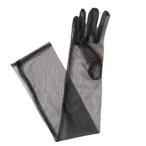 Nouveau femmes Ultra mince gants <span class=keywords><strong>Tulle</strong></span> coude longue robe de mariée mitaines pure Transparent crème solaire Vintage gants - Product Image 4