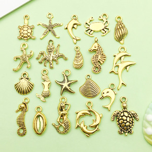 Pendentif sirène et dauphin en alliage d'or antique, formes variées, placage en alliage de zinc pour la fabrication de bracelets, accessoires de bijoux DIY - Product Image 1