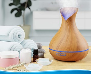 400ml taşınabilir gürültüsüz elektrikli hava uçucu yağ makinesi ahşap Aroma YAYICI uzaktan kumanda ile - Product Image 3