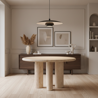 Table à manger multifonctionnelle minimaliste italienne en marbre beige naturel Cammy Stone pour villa et mobilier de maison