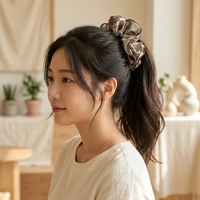 Nouvelle coiffe coréenne vintage en tissu, élégante, personnalisée, en satin, élastique, faite à la main, pour femme, usage quotidien décontracté